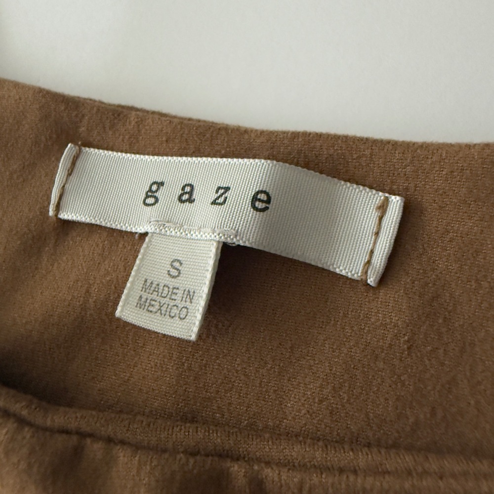Gaze Faux Suede High Neck Cami Crop Top Women Small Brown Minimalist Boho - Picture 3 of 6